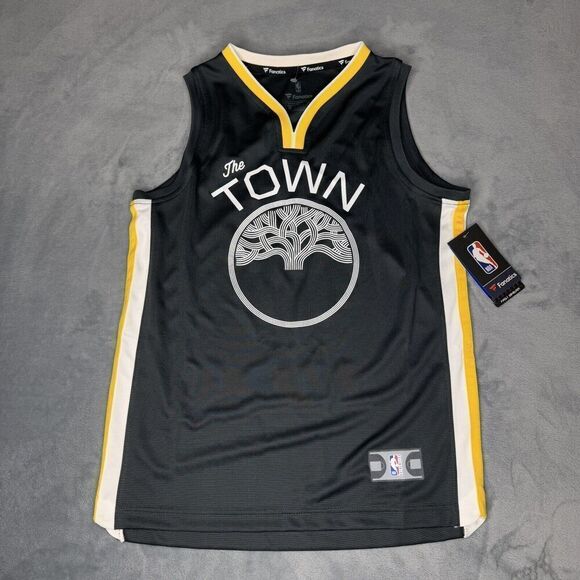NBA Fanatics YOUTH Sz M 8-10 Golden State Warriors The Town Jersey Gray Yellow - Picture 2 of 10